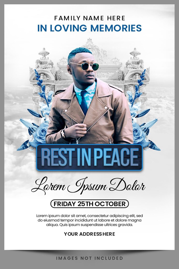 Funeral events invitation Premium PSD Template