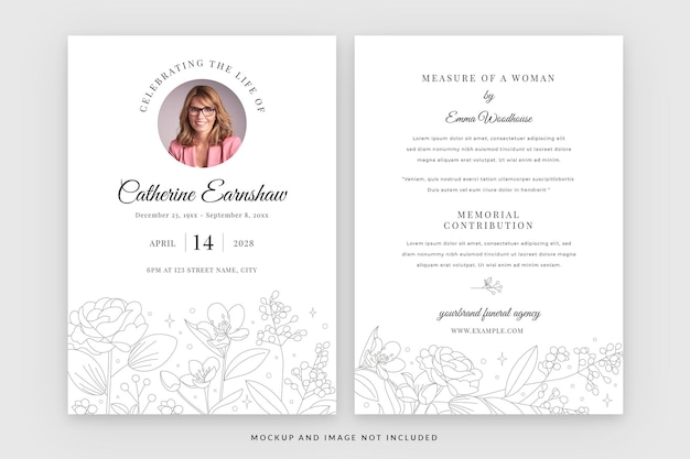 PSD funeral memorial service program template in psd