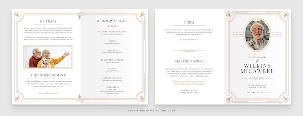 Funeral program order of service template in psd