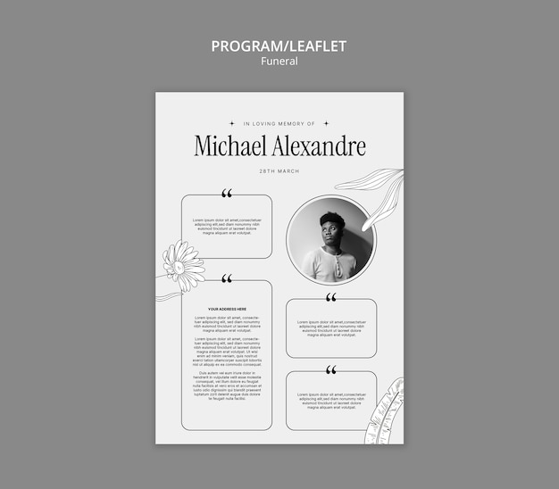 PSD funeral program template