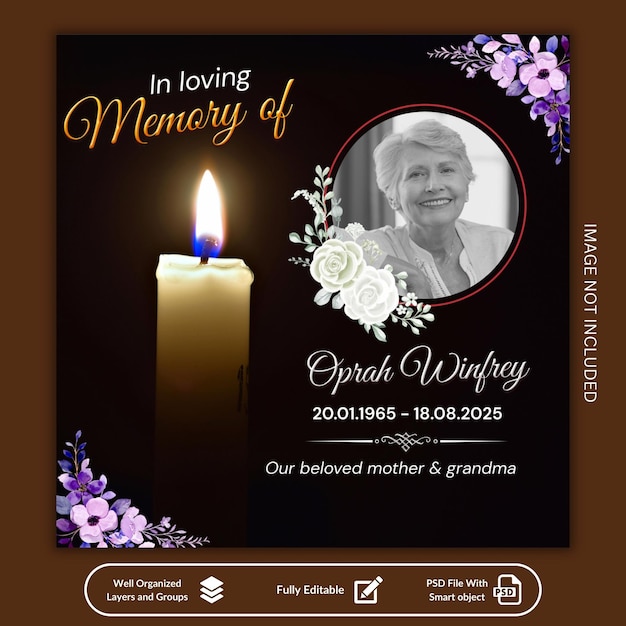 Funeral Social Media en Instagram Post Design Template (Sjabloon voor het ontwerpen van posten voor begrafenissen)