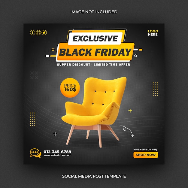 Funiture black friday vendita social media post template