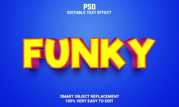 Funky 3d редактируемый текстовый эффект с фоном премиум psd