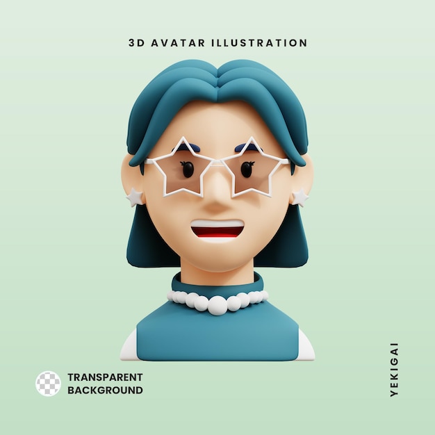 Illustrazioni di personaggi avatar 3d di ragazza funky