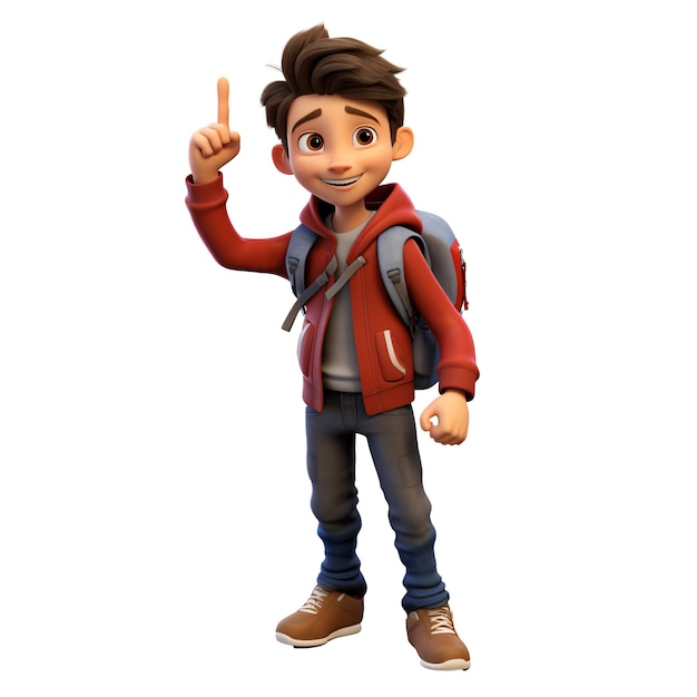 PSD funny 3d cartoon teenage boy isolated on a white