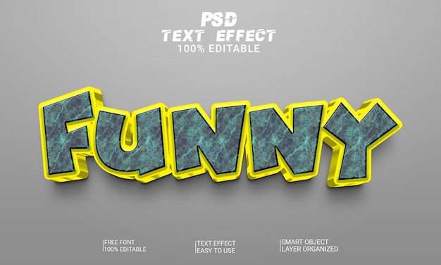 Funny 3d editable text style effect premium psd file with background