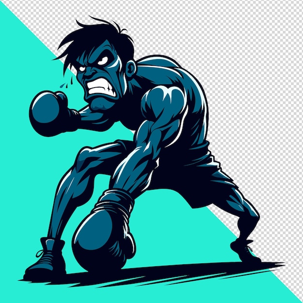 PSD funny angry kick boxer suitable for logo or mascot prints pod tshirt transparent psd file