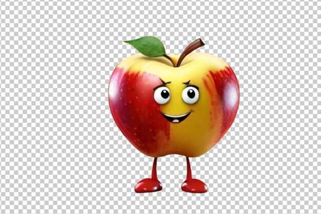 PSD mela divertente rossa e gialla con faccia sorridente
