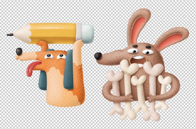 PSD funny cartoon dogs clipart