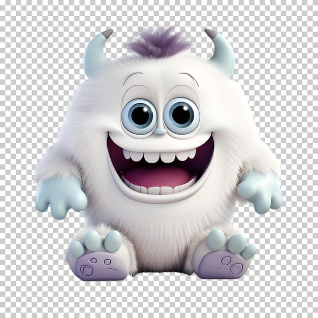 PSD funny cartoon monster isolated on transparent background