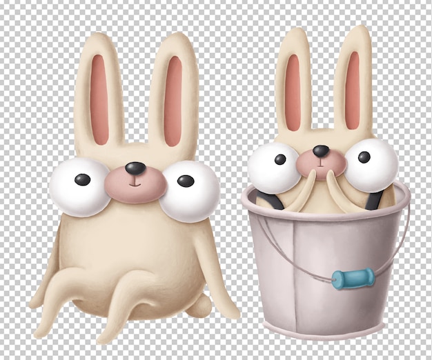 PSD funny cartoon rabbits