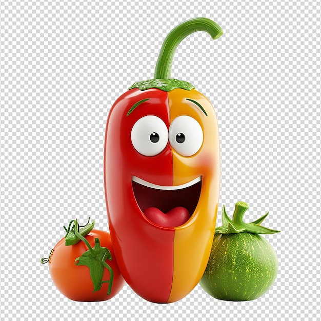 Funny cartoon vegetable isolated on transparent background png