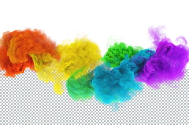 PSD funny clouds of colored rainbow smoke in white background