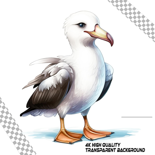 PSD funny cute albatross cartoon without any object on transparent background