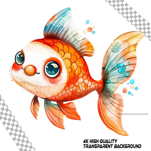 Funny cute fish cartoon without any object without transparent background