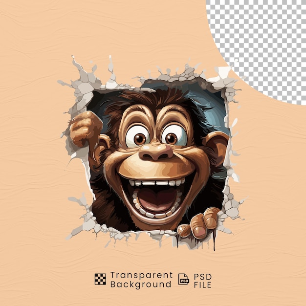 PSD funny cute monkey on transparent background