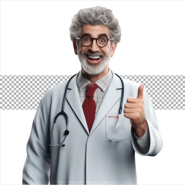 PSD funny doctor in medical uniform isolated on white background png generative ai doctor in funny pose