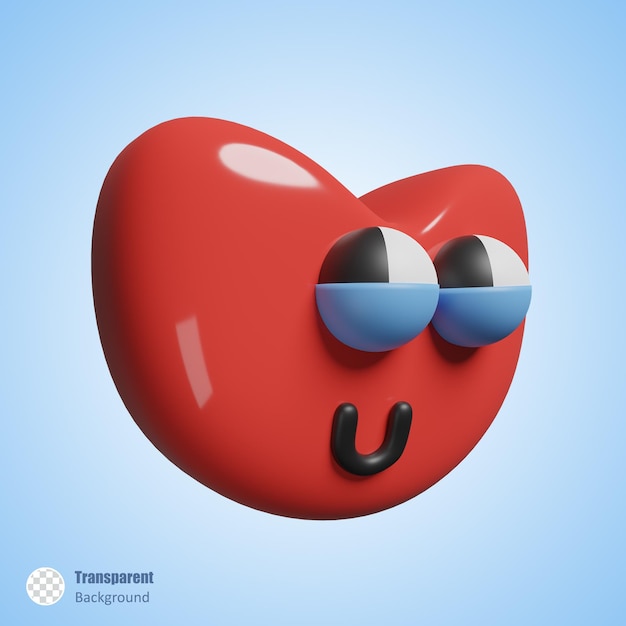 PSD funny face love sign in 3d render design