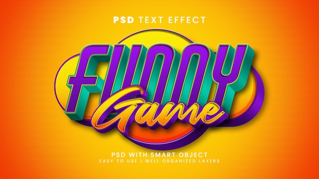 PSD funny game 3d text effect editable text style