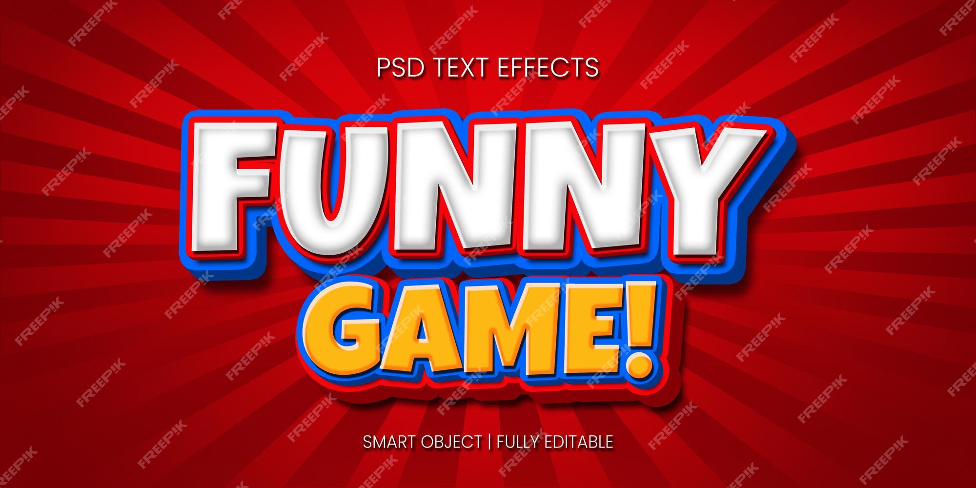 Premium PSD  Funny game! 3d text effect