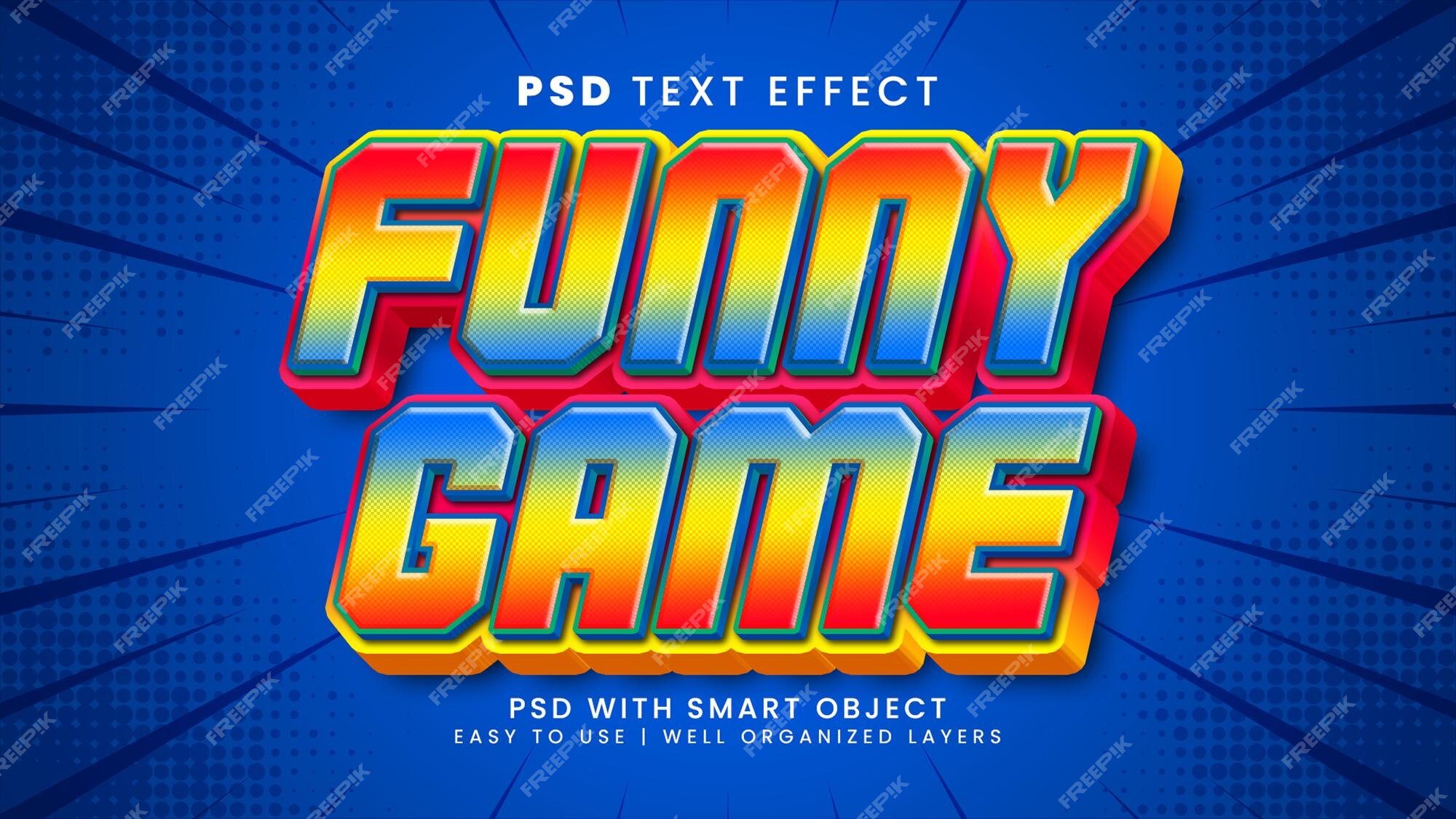 Free PSD  Funny game text effect