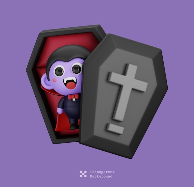 PSD funny halloween cartoon character grim reaper isolated 3d render illustration