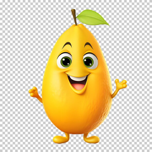 Funny mango isolated on transparent background