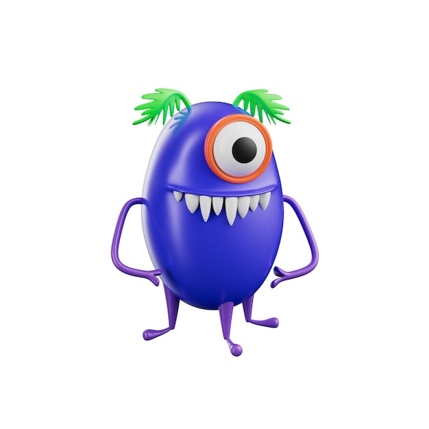 웃긴 괴물 3D 일러스트레이션
