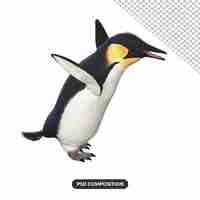 PSD funny penguin 3d render illustration.