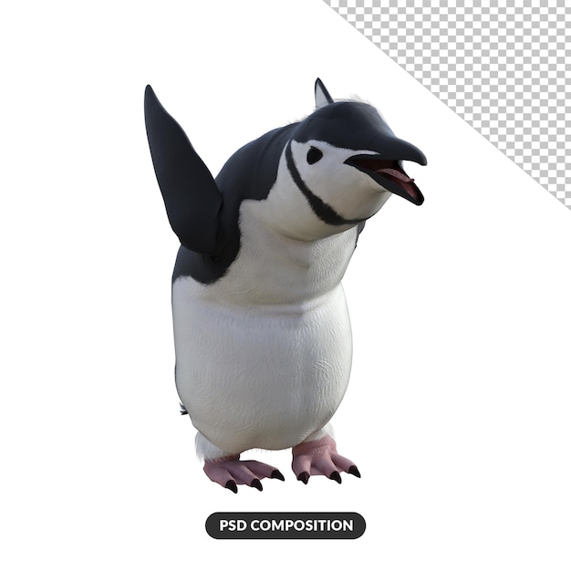 PSD funny penguin 3d render illustration.