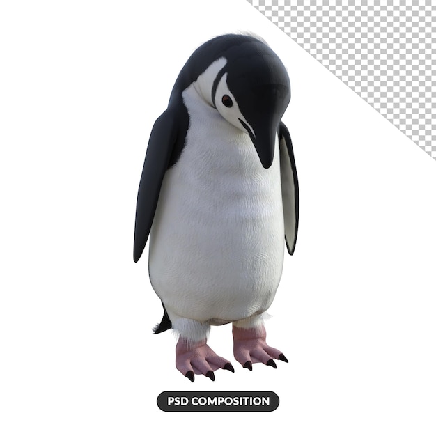 PSD illustrazione di rendering 3d del pinguino divertente.