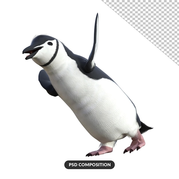 PSD funny penguin 3d render illustration.