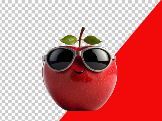 PSD a funny red cartoon apple wearing sunglasses