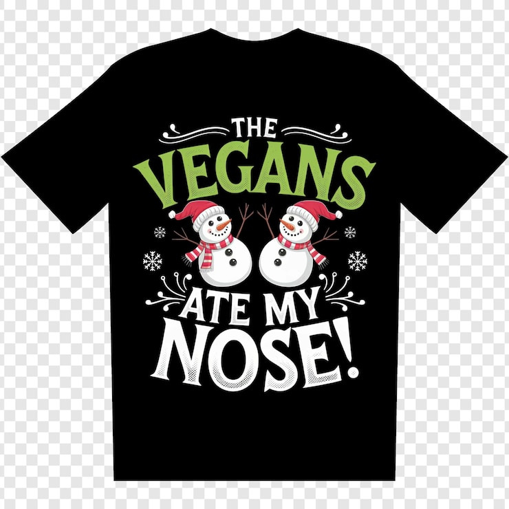PSD funny snowmen with the vegans ate my nose typography tshirt graphics