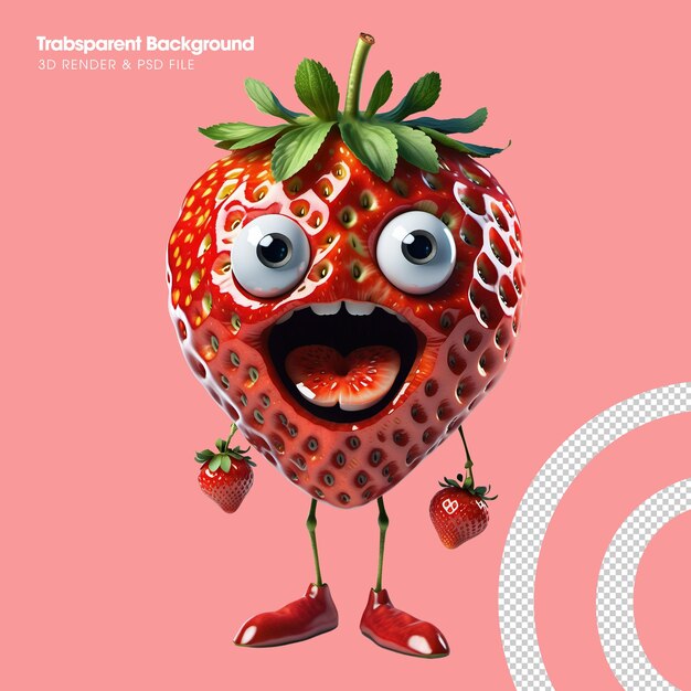 PSD funny strawberry illustration