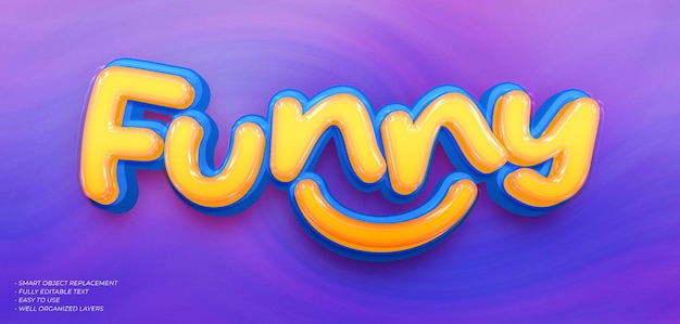 Funny with glossy text editable 3D style text effect