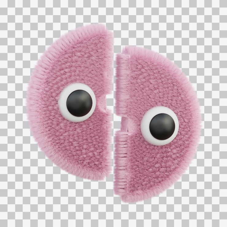PSD fur half circle character 3d illustration