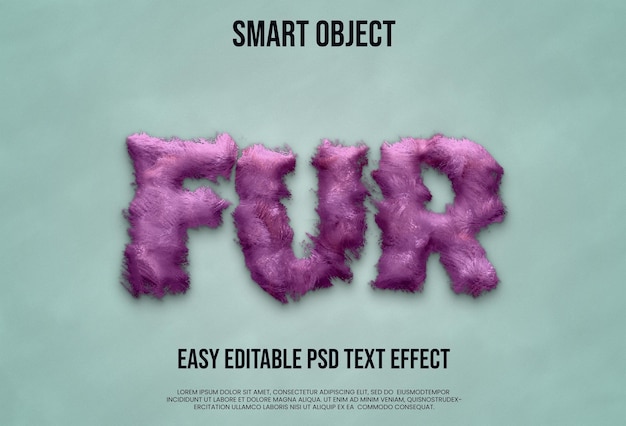 PSD fur text effect smart object easy editable