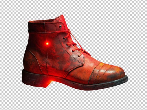 PSD fur ustic red shoes glowing with red light