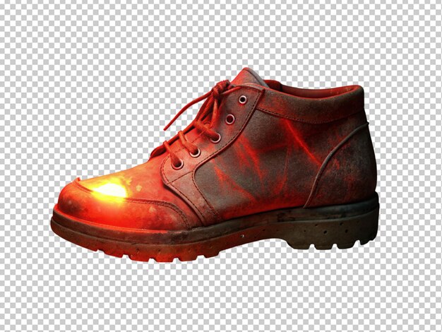PSD fur ustic red shoes glowing with red light