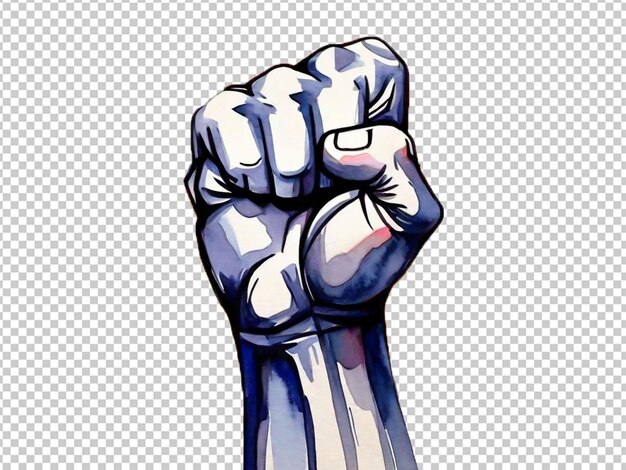 Furious protest fist in watercolor symbol