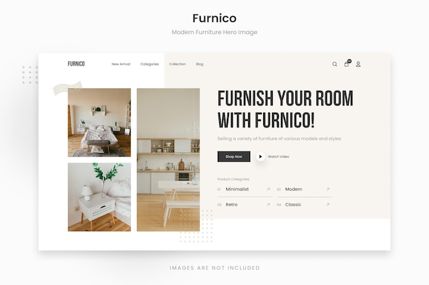 Furnico modern beige furniture hero image