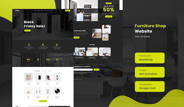 家具とインテリアのオンラインショップeコマースウェブサイトテンプレート