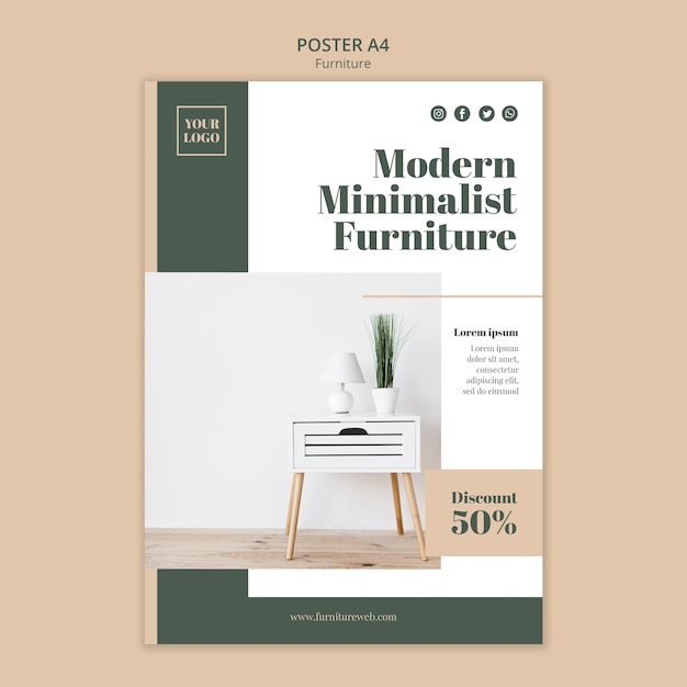 PSD furniture concept poster template