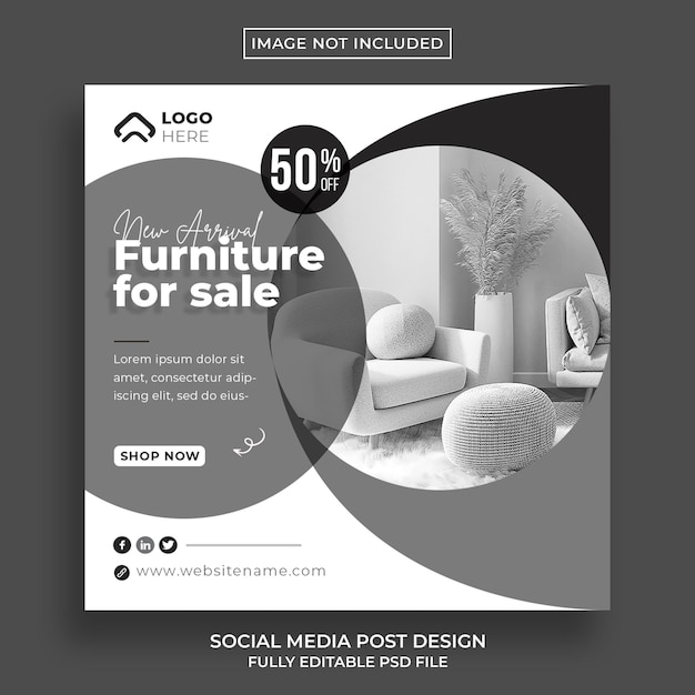 Furniture instagram social media post or square banner template