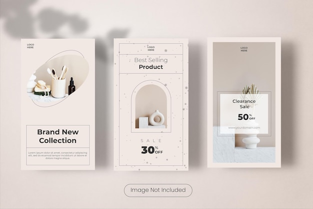 Furniture instagram stories template banner set