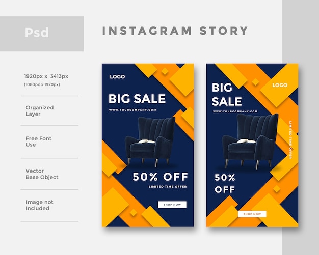 PSD furniture instagram story ad  template