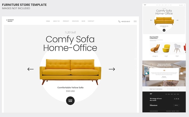 PSD furniture interior e-commerce website template editable and layered premium psd template