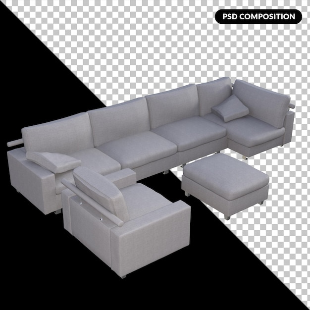 Furniture isolated 3d rendering premium psd