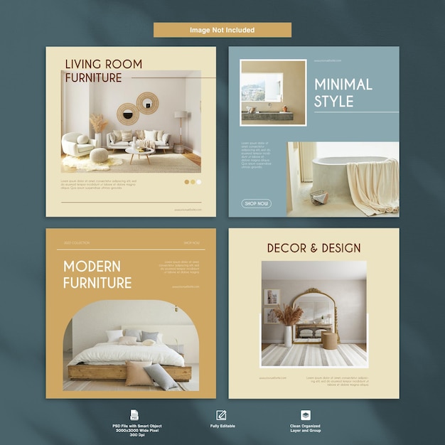 Furniture Minimalist Modern Instagram Post Design Template Set Bundle Premium